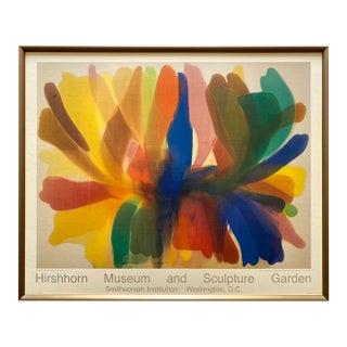 Morris Louis Vintage 1992 Lithograph Print Mid Century Modernist Framed Abstract Expressionist Museum Poster " Point of Tranquility " 1959 For Sale
