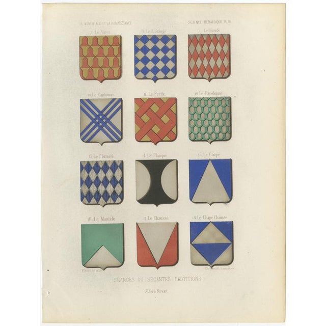 Secant Partitions in Heraldry, 1851, Paper | Chairish