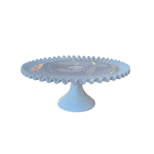Vintage Fenton Milk Glass Hobnail Pedestal Cake Stand For Sale - Image 9 of 9