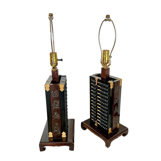 Mid 20th Century Chinese Abacus Table Lamps - A Pair For Sale - Image 6 of 11