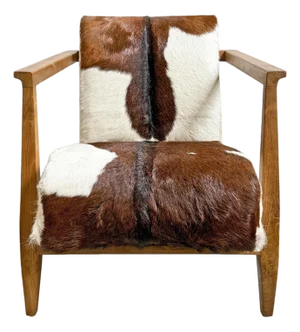 Brown & White Deco Cow Chair