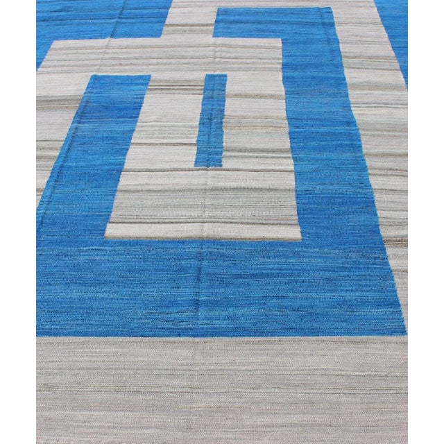 Modern Kilim Rug by Keivan Woven Arts, Cobalt Blue & Gray, 8'3" X 11" For Sale In Atlanta - Image 6 of 12