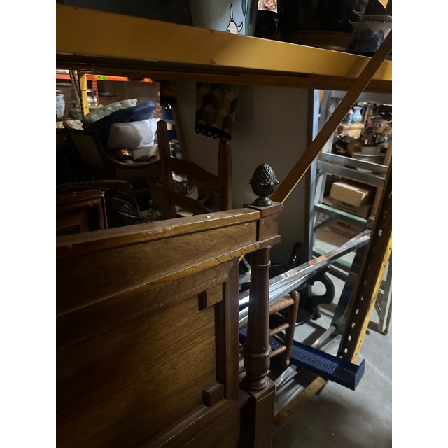 1970s Double Twin Wooden Headboard With Brass Accents For Sale - Image 10 of 10