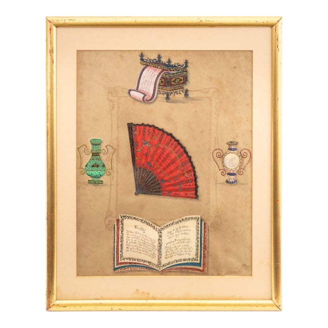 Victorian Framed Japonisme Collage, 19th C. For Sale
