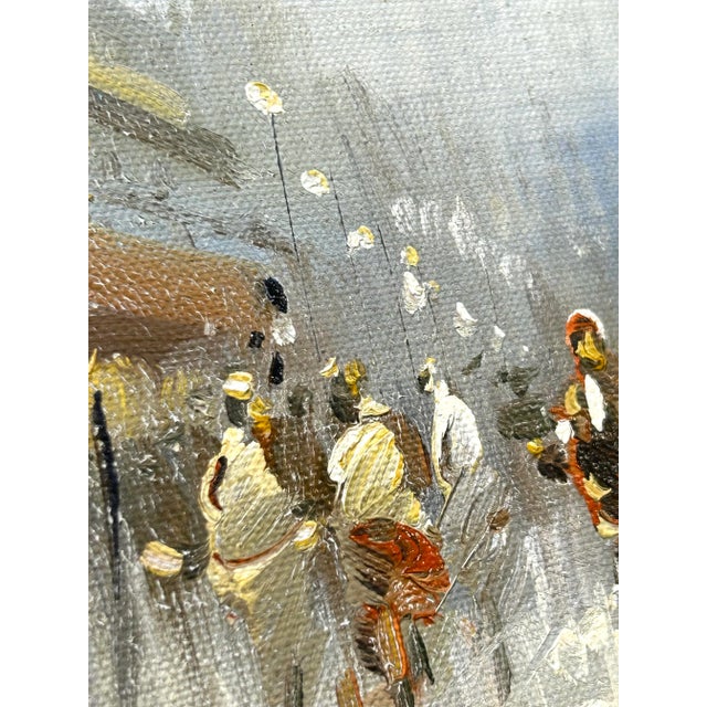 Blue 1950s Paris Street Scene Oil Paintings – Signed Cityscape Pair For Sale - Image 8 of 12