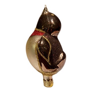 Vintage 1970s Songbird Clip-On Hand Blown Christmas Ornament With Gold Micca For Sale