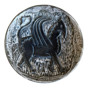 Ceramic Shallow Bowl Sgraffito a Mythical Creature Motif Johgus Bornholm Mid-Century 1960s