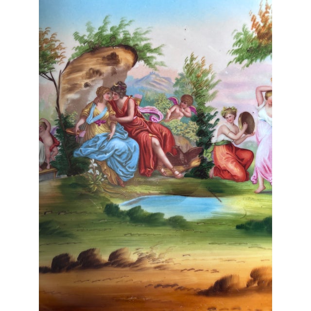 Early 20th Century Early 20th Century Romantic Austrian Porcelain Wall Platter for A. Gottlieb New York – Hand Painted Classical Scene, 13” For Sale - Image 5 of 6