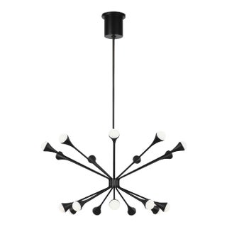 Visual Comfort Modern Lody 18-Light Chandelier LED Matte Black For Sale