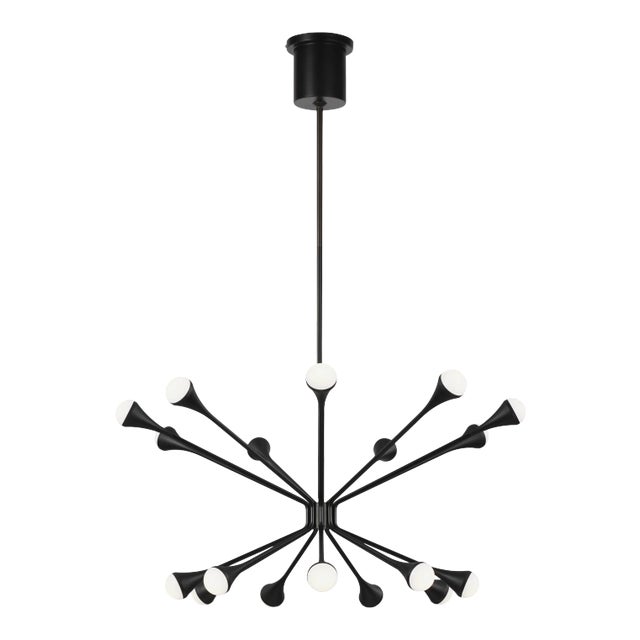 Visual Comfort Modern Lody 18-Light Chandelier LED Matte Black For Sale