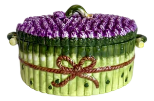 Vintage Majolica Ceramic Asparagus Bundle Soup Tureen