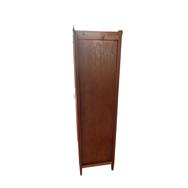 Brown Antique Oak Glass Display Cabinet – Industrial Country Store Vitrine, Bookcase For Sale - Image 8 of 18