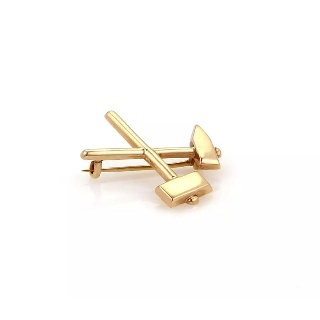 Tiffany and Co. Tiffany & Co. Hammer & Chisel 18k Rose Gold Brooch Pin For Sale - Image 4 of 8