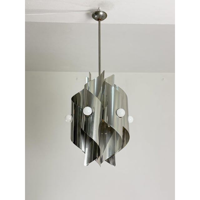 Silver 6-Light Chandelier in the style of Reggiani, 1970s For Sale - Image 8 of 9