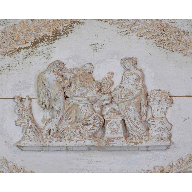 French Antique French Neoclassical Painted Wooden Panel with Figural Relief For Sale - Image 3 of 7