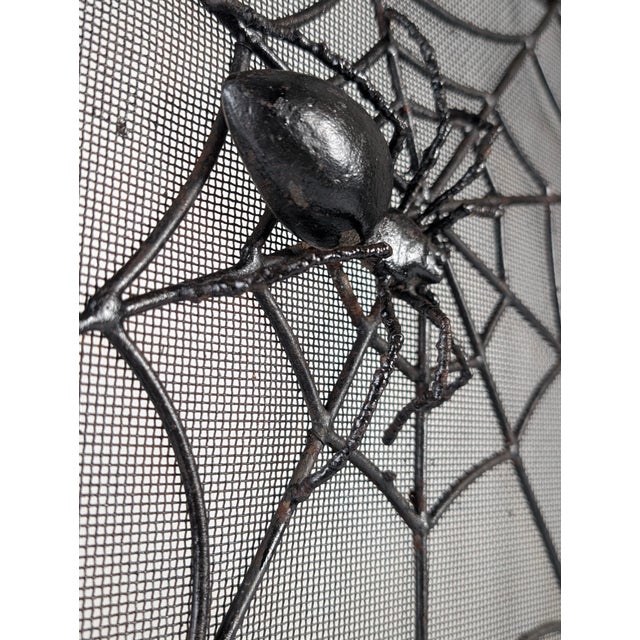 Wrought Iron Spark Fender with Spider Sculpture, 1970s For Sale - Image 16 of 18