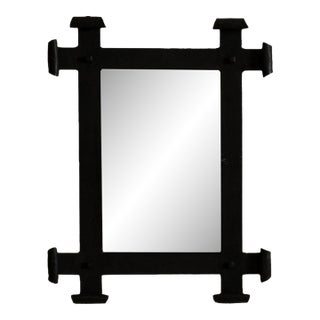 Mid 20th Century France Black Iron Mirror For Sale
