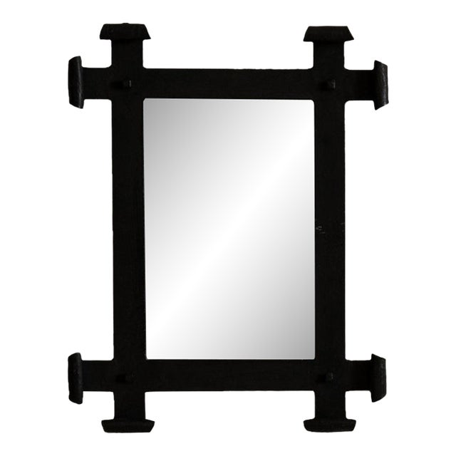 Mid 20th Century France Black Iron Mirror For Sale