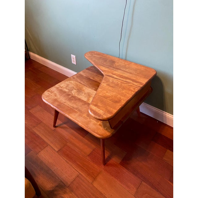 Heywood-Wakefield Vintage Mid Century Modern Heywood Wakefield Aristocraft Corner Table For Sale - Image 4 of 8