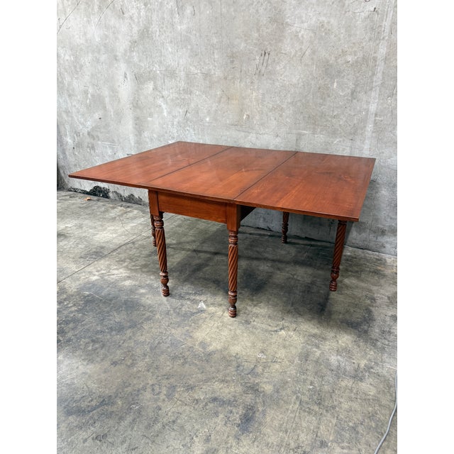 Antique American Sheraton Cherry Drop Leaf Dining Table Rope Twist Legs 1830s For Sale - Image 11 of 11