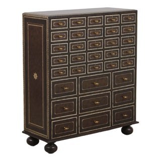 Maitland Smith Leather Wrapped Apothecary Chest For Sale