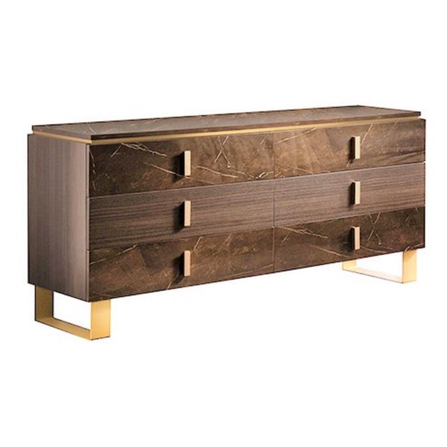 Brown Casa Milano Essenza 5-Piece Italian High Gloss Bedroom Set With Led Bed For Sale - Image 8 of 12