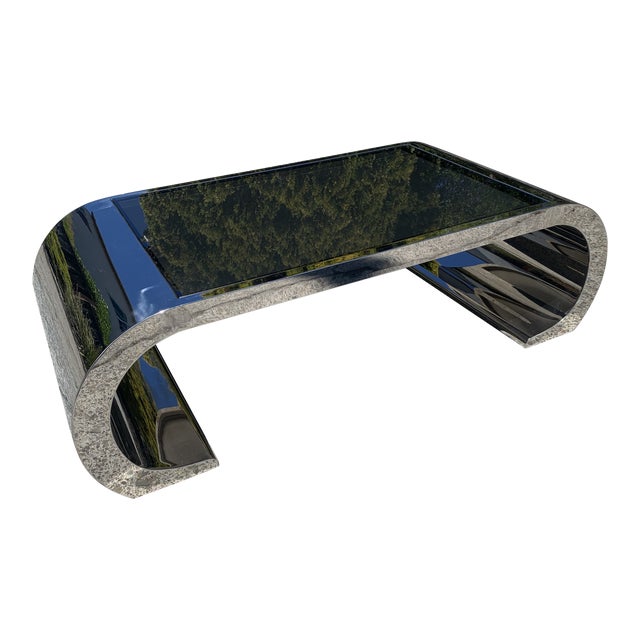 Y2k Elliptical Chrome Waterfall Coffee Table Chairish