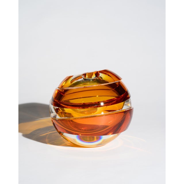 Postmodern Blockglas Amber Globe Vase from Rosenthal Creative Center, Germany, 2012 For Sale - Image 3 of 10