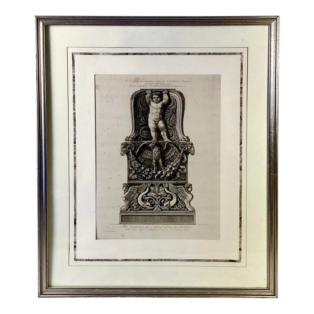 Framed Etching of Ornamental Candelabrum Base by Giovanni Piranesi For Sale