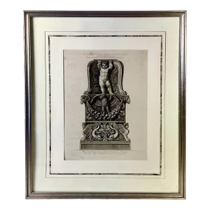 Framed Etching of Ornamental Candelabrum Base by Giovanni Piranesi