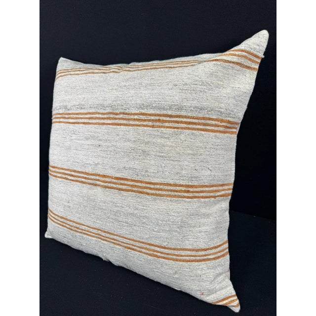 Turkish Hemp Pillow Cushion Natural Beige Rust Pillow Cushion Cover 24"x24" #30340 Enhance your home decor with our Kilim...
