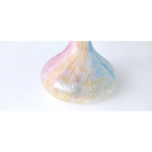 Vintage Pastel Pink Polychrome Murano Glass Flower Vase For Sale - Image 10 of 15