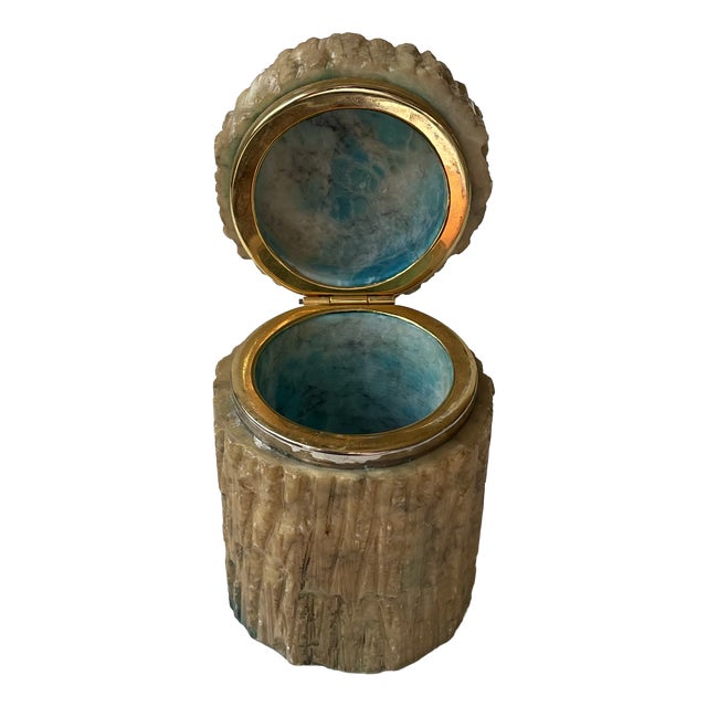 Vintage Italian Alabaster Stone Trinket Box by Romano Bianchi, 1970s For Sale