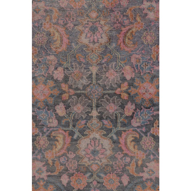 Rug & Kilim’s Modern Classics Rug in Gray Field and Polychromatic Floral Design For Sale In New York - Image 6 of 8