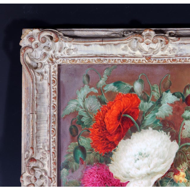 Early 19th Century English Porcelain Botanical Plaque of Double Poppies, Attributed to Derby, Circa 1825 For Sale - Image 5 of 9