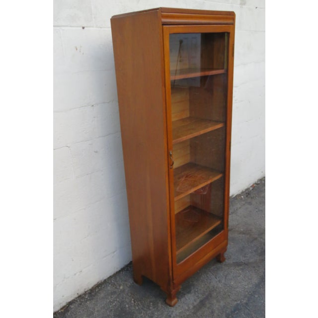 Early 1900s Tall and Narrow Oak Bookcase Display Shelf Cabinet 6194 For Sale - Image 16 of 16