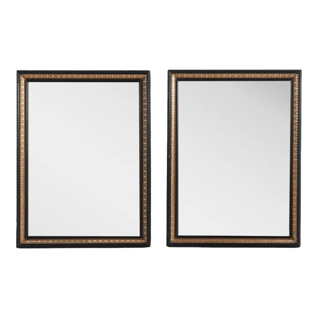 A Magnificent Pair of French Black and Gold Mirrors, 19th C. For Sale