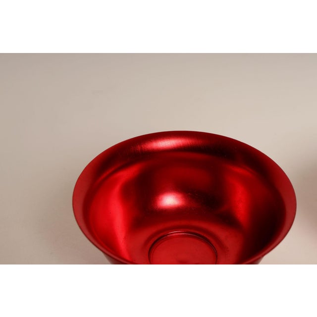 Set of Three Mid-Century Modern Red and Pink Anodized Aluminum Sherbets / Bowls For Sale - Image 9 of 13