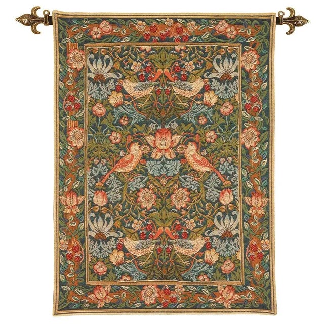 English Strawberry Thief Loom Woven Tapestry - Requires Rod Size 1 For Sale - Image 3 of 3