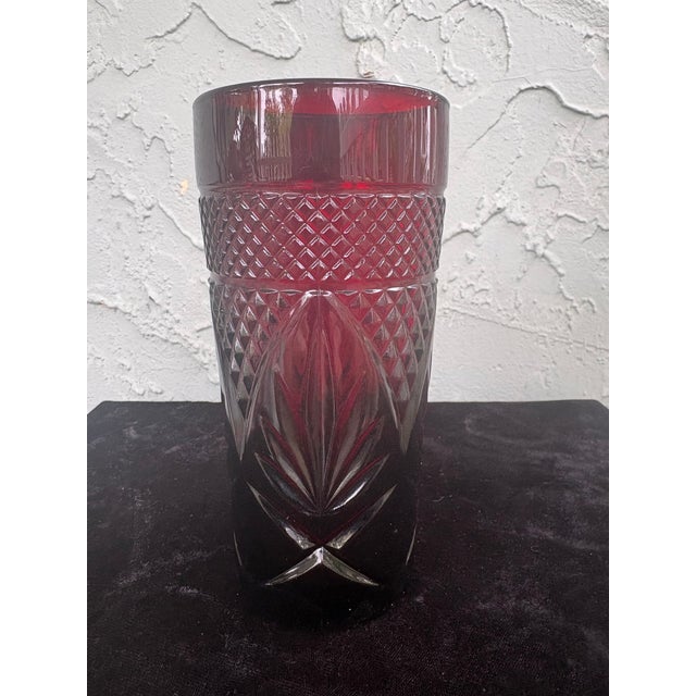 1980s Crystal D’Arques Ruby Red Cut Crystal Tumblers – Set of 8 For Sale - Image 4 of 7