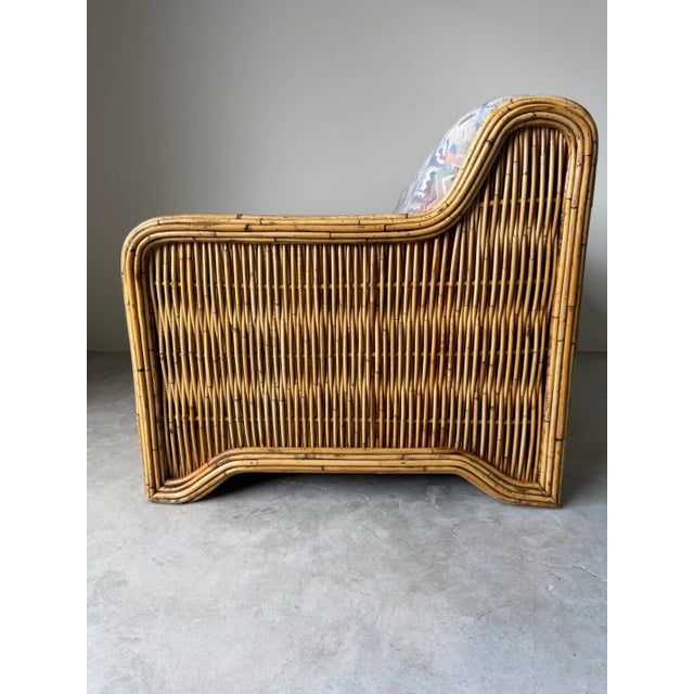 Wood Vintage Coastal Rattan Loveseat For Sale - Image 7 of 10