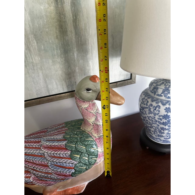 Mid-Century Modern Antique Famille Rose Goose Duck For Sale - Image 3 of 12
