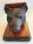 Pair of vintage Maitland-Smith Bear bookends. Naturalistic cast bronze bear heads. Mounted to leather/wood base and back...