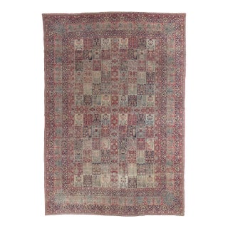 Antique Lavar Kerman Carpet, Handmade Wool Carpet, Multi-Color, Ivory, Red Wine For Sale