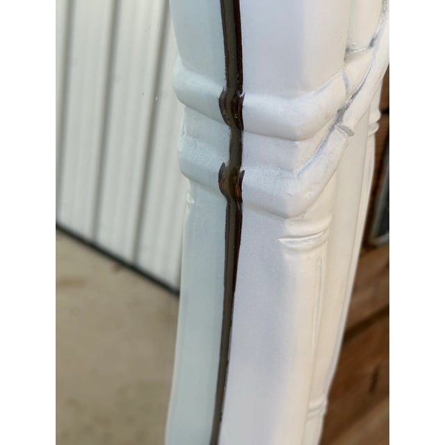 Ornamental & Decorative Materials Vintage Coastal White Shabby Chic Faux Bamboo Pagoda Leaf Oval Wall Mirror For Sale - Image 7 of 12