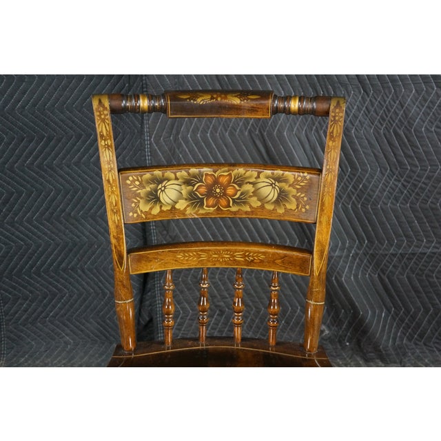 Mid 20th Century 6 Vintage Nichols & Stone Co. Maple Hitchcock Style Stenciled Dining Chairs For Sale - Image 5 of 18