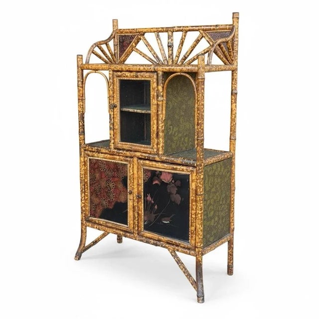 Late 19th Century 19th-C. Aesthetic Movement English Burnt Tortoise Bamboo Chinoiserie Cabinet For Sale - Image 5 of 7