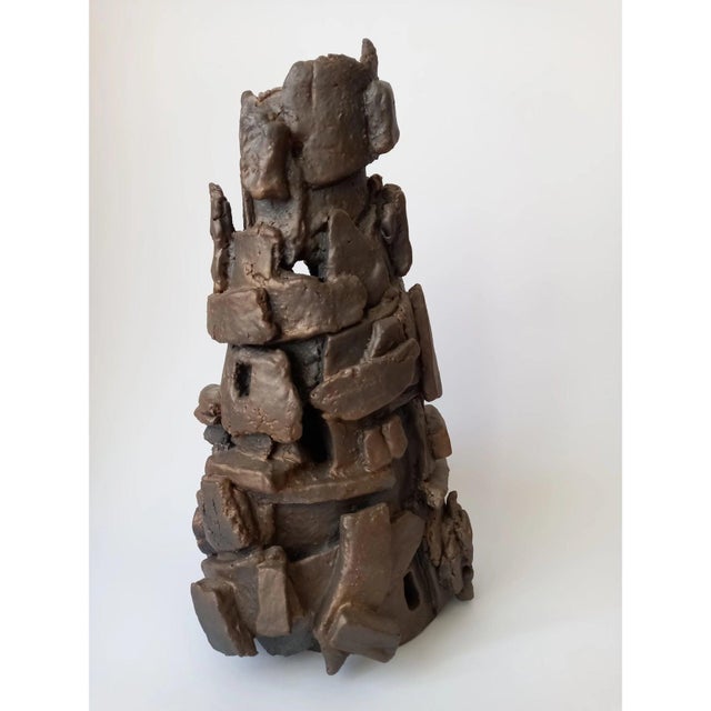 Contemporary Architectural Brutalist Ceramic Sculpture Vase 'Babel' by Diane Grant For Sale - Image 3 of 9