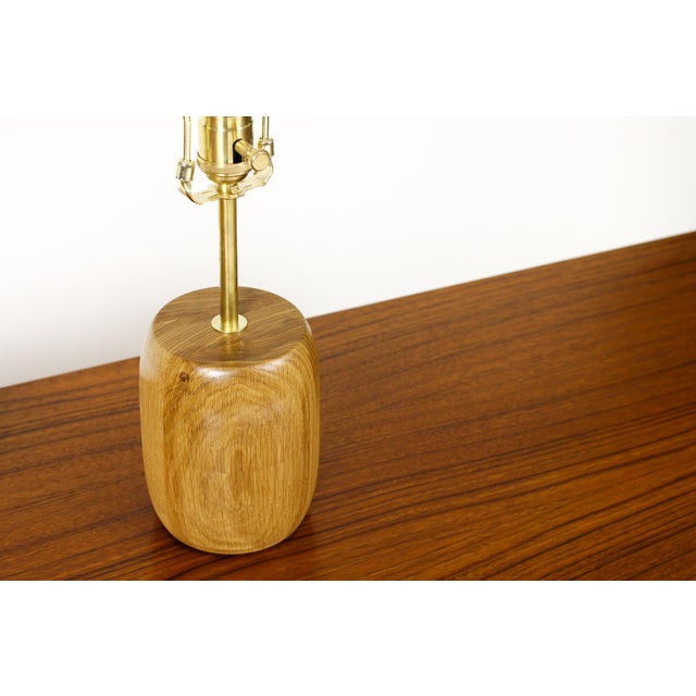 Wood Studio Craft White Oak Table Lamps — Lathe Turned With Brass Detailing — Pair — Tl6 For Sale - Image 7 of 8