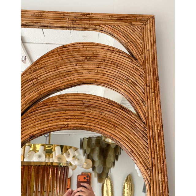 Vivai del Sud Large Rattan Palm Tree Mirror by Vivai Del Sud. Italy, 1970s For Sale - Image 4 of 13